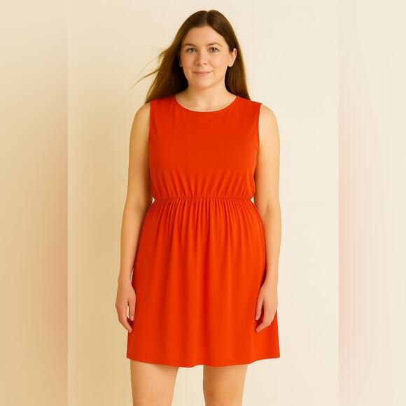 SUSANA MONACO Dress Cherry Tomato Red Sleeveless Mini Gathered Waist Size XL NEW - Picture 1 of 14